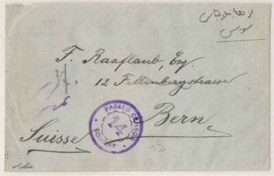 Rare Postally used cover to Switzerland Passed Censor via Bombay, Certified - Image 2